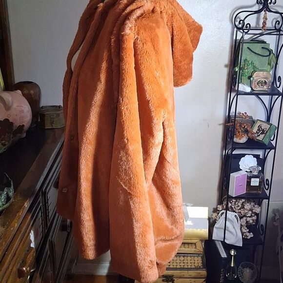 Nwot Cuddl Duds Cozy Rust Color Faux Fur Women's Jacket Size Large - Picture 5 of 8